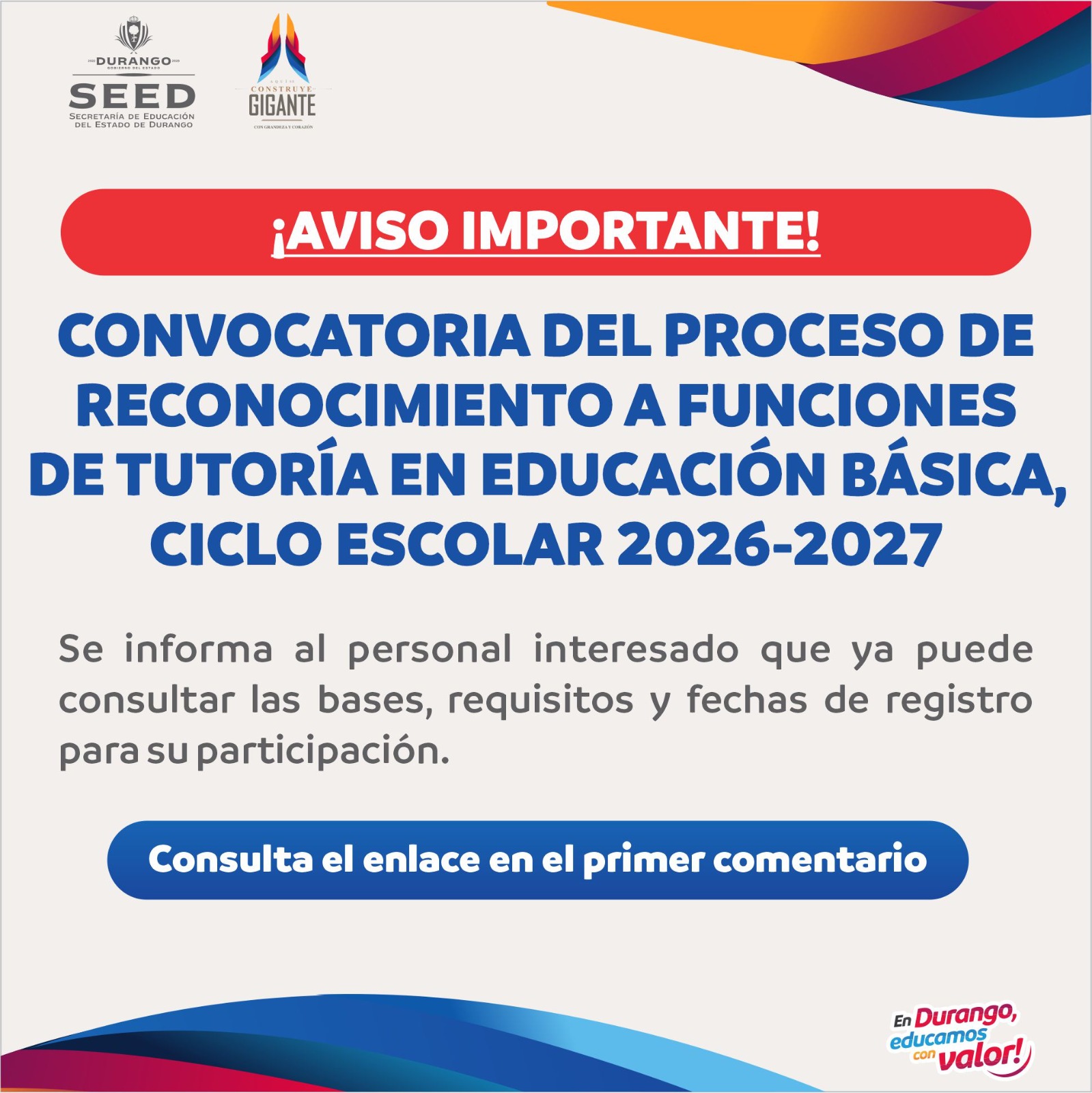 Convocatoria Tutoría EB 2026-2027