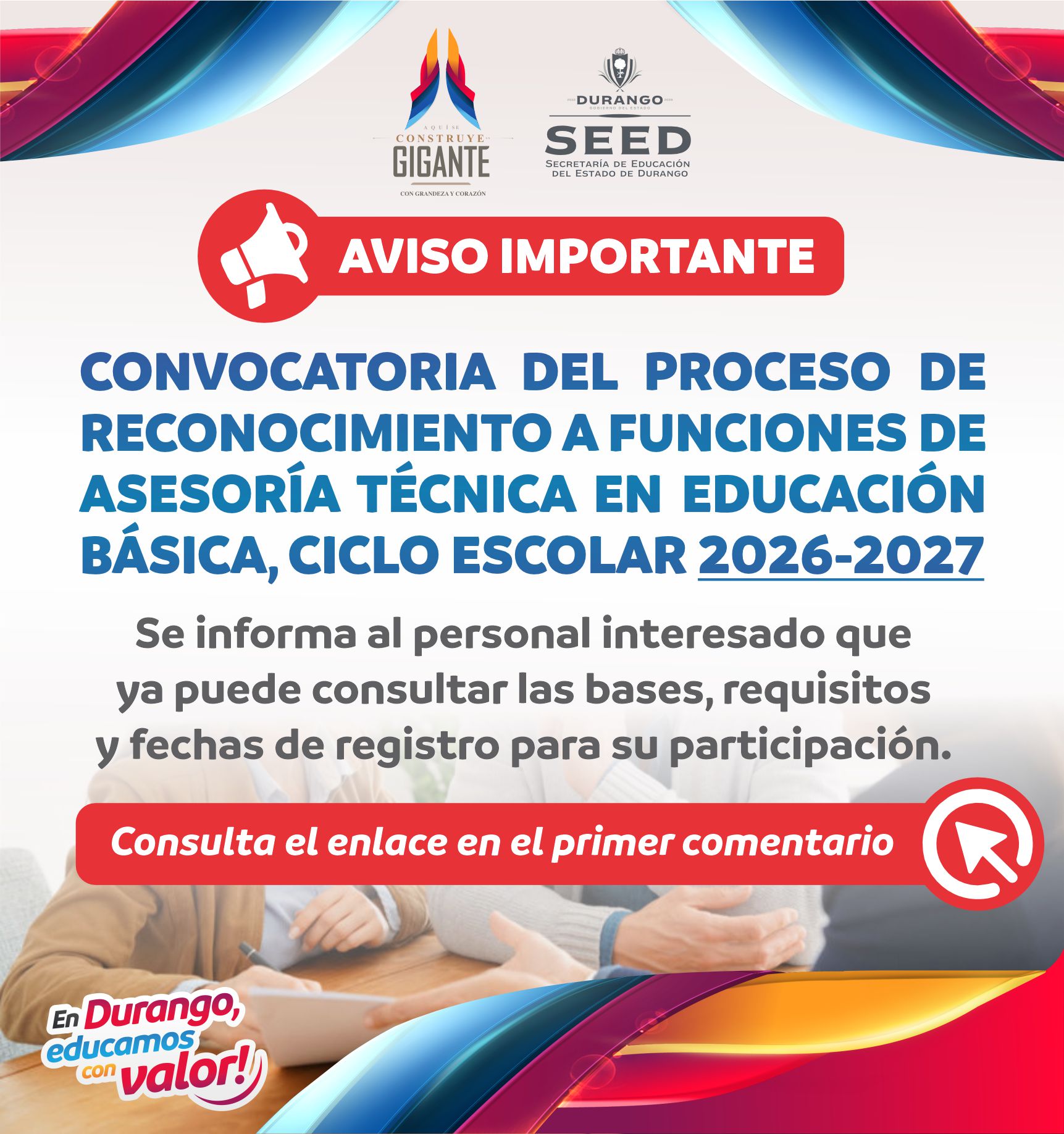 Convocatoria Asesoría Técnica EB 2026-2027